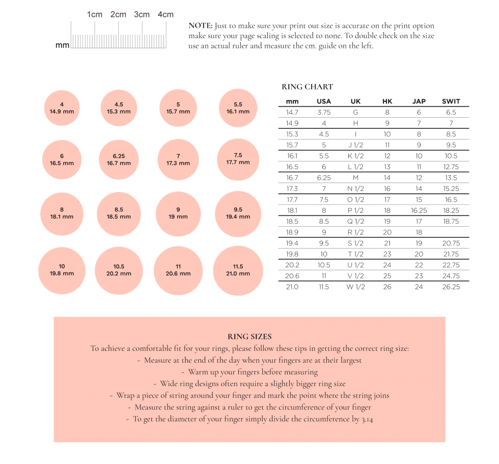 Ring Sizes - Gordon Max