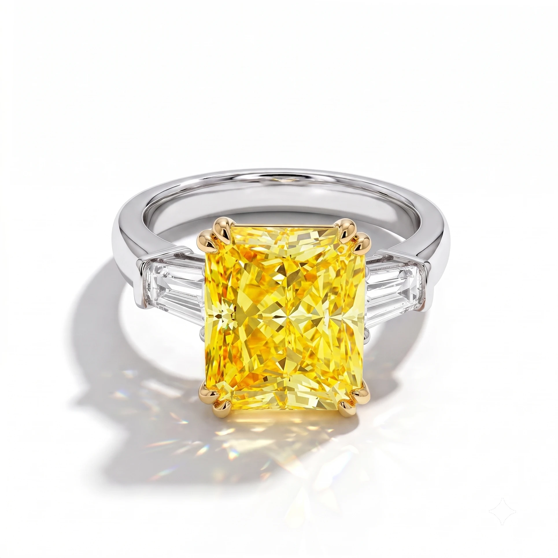 Iris Ring | Vivid Yellow Octagon Radiant Cut