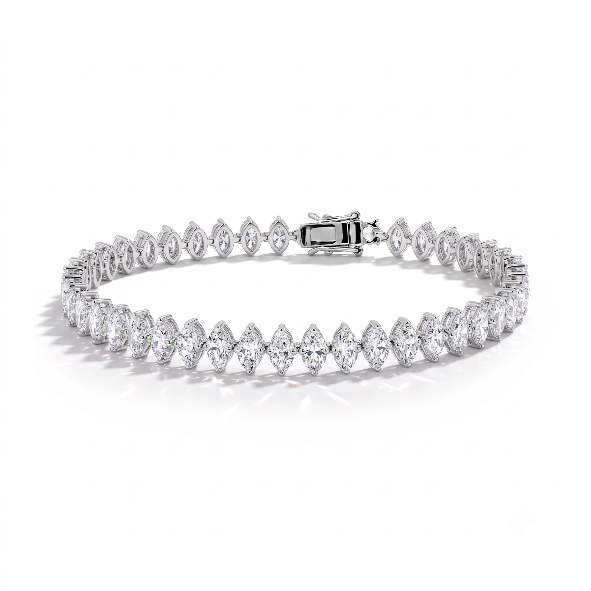 4-claw Vertical Marquise Cut Tennis Bracelet