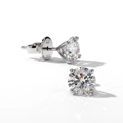 Pair of Vivian solitaire earrings by Gordon Max featuring Premium Eco-Diamonds.