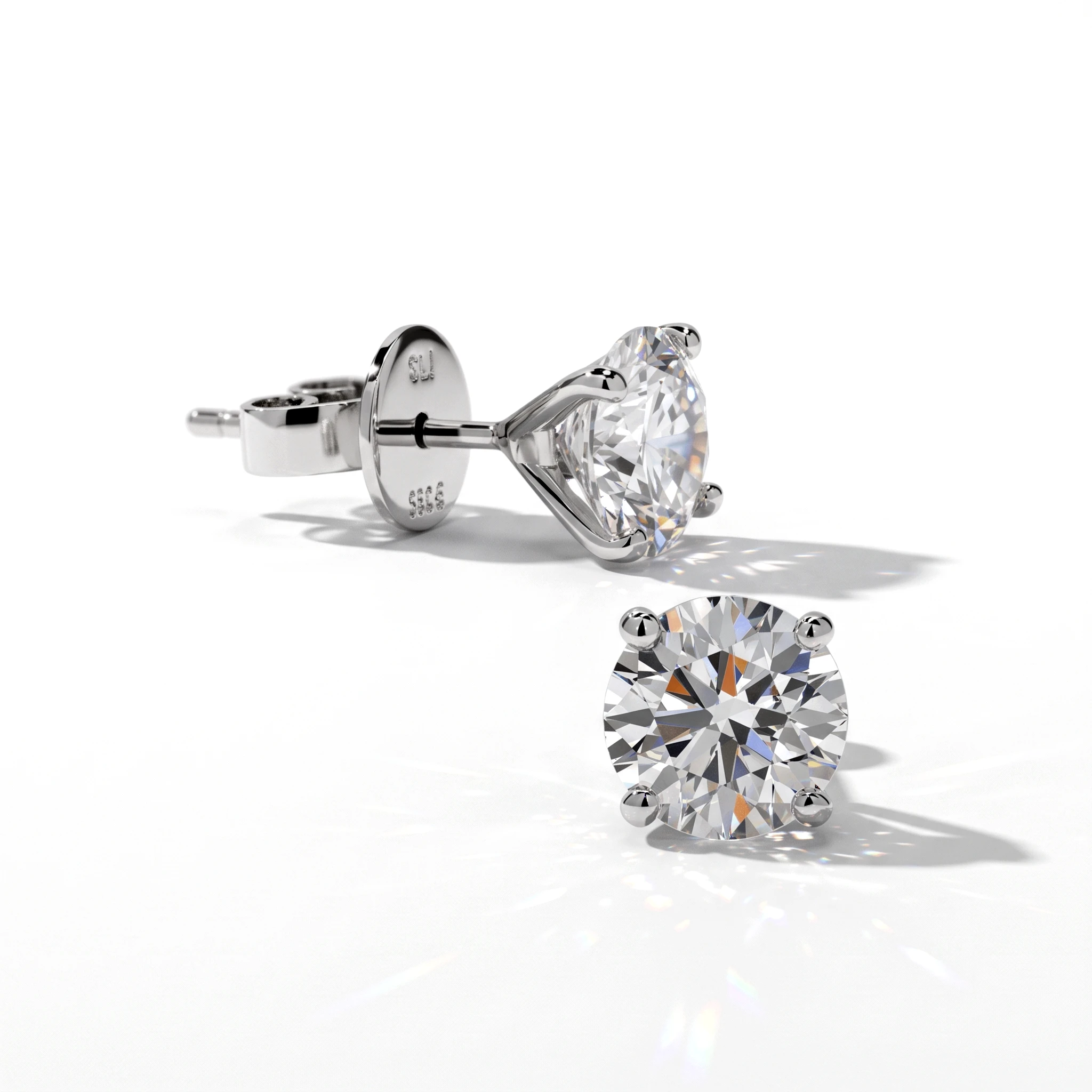 Pair of Vivian solitaire earrings by Gordon Max featuring Premium Eco-Diamonds.